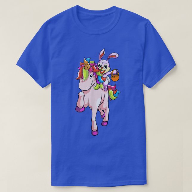 Easter Day Bunny Riding Unicorn Girls Toddler East T-Shirt (Design Front)