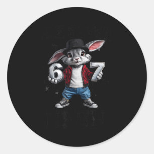 Easter day bunny six seven bruh 6 7 boys girls classic round sticker
