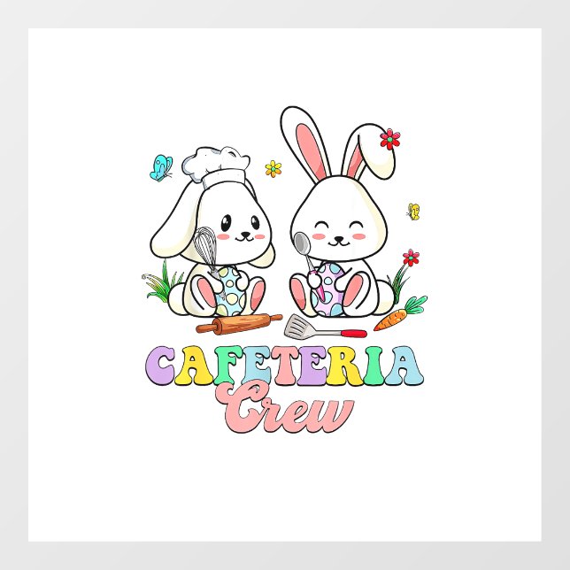 Easter Day Cafeteria Crew Lunch Lady School Cafete Window Cling (Sheet)