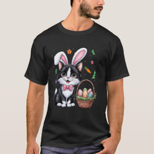 Easter Day Cat Bunny Ears Easter Eggs Rabbit Men W T-Shirt