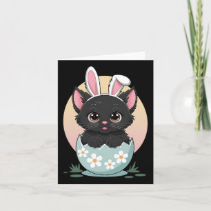 Easter Day Cat Bunny Ears Eggs For Men Women Kids Card