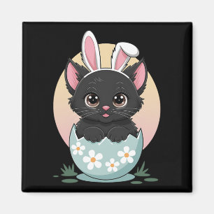 Easter Day Cat Bunny Ears Eggs For Men Women Kids Magnet