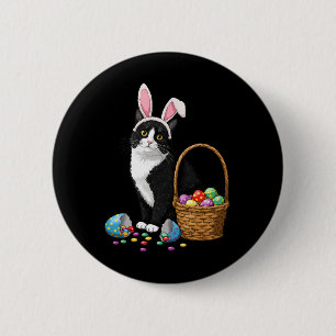 Easter Day Cat Bunny Ears Eggs Graphic Men Women K 6 Cm Round Badge