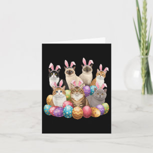 Easter Day Cat Bunny Ears Eggs Graphic Men Women K Card