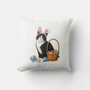 Easter Day Cat Bunny Ears Eggs Graphic Men Women K Cushion