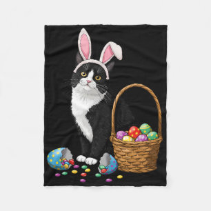Easter Day Cat Bunny Ears Eggs Graphic Men Women K Fleece Blanket