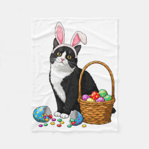 Easter Day Cat Bunny Ears Eggs Graphic Men Women K Fleece Blanket
