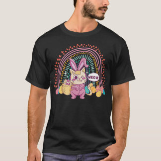 Easter Day Cat Bunny Ears Eggs  Men Women Easter R T-Shirt