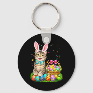 Easter Day Cat Bunny Ears Eggs Shirt Men Women Key Ring