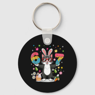 Easter Day Cat Eggs Funny Bunny Six Seven 67 Key Ring