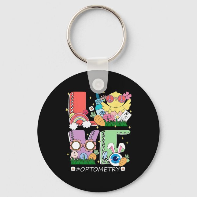 Easter Day Chick Optometry Love Optician Sight Squ Key Ring (Front)