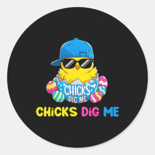 Easter Day Chicks Dig Me Cool Hatched Chick Classic Round Sticker