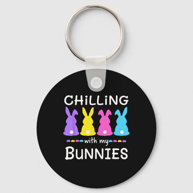 Easter Day Chilling With My Bunnies Egg Hunt Easte Key Ring (Front)