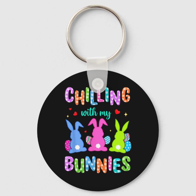 Easter Day Chilling With My Bunnies Egg Hunt Easte Key Ring (Front)