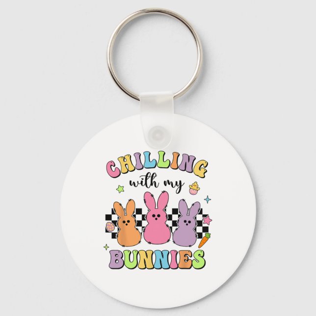 Easter Day Chilling With My Bunnies Egg Hunt Easte Key Ring (Front)