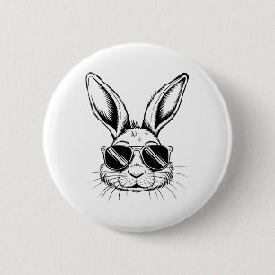 Easter Day Cool Bunny Face With Sungles Men Boys K 6 Cm Round Badge