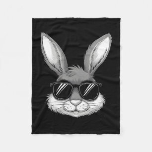 Easter Day Cool Bunny Face With Sungles Men Boys K Fleece Blanket