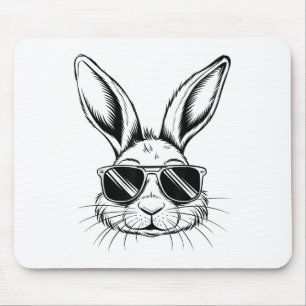 Easter Day Cool Bunny Face With Sungles Men Boys K Mouse Mat