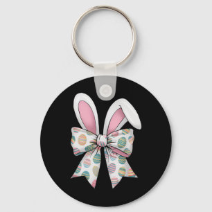 Easter Day Coquette Bow Cute Bunny Rabbit Girls Te Key Ring