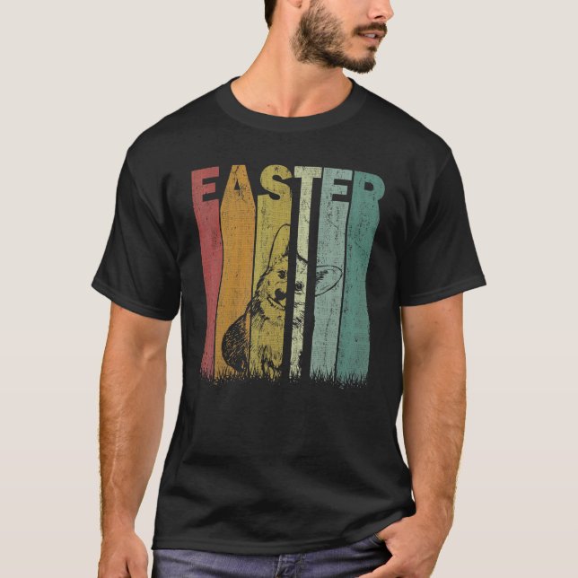 Easter Day Corgi Dog Retro Graphic Funny Easter Co T-Shirt (Front)