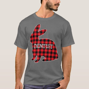 Easter Day Costume Red Plaid Bunny Graphic Dentist T-Shirt