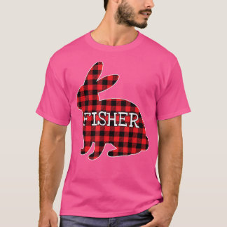Easter Day Costume Red Plaid Bunny Graphic Fisher  T-Shirt