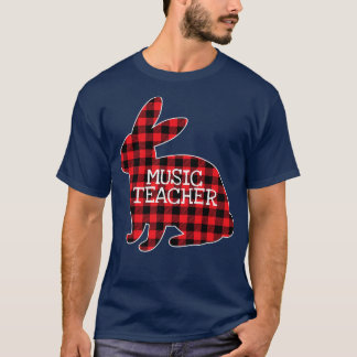 Easter Day Costume Red Plaid Bunny Graphic Music T T-Shirt