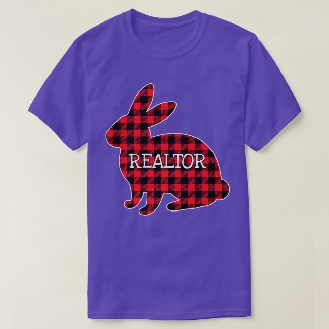 Easter Day Costume Red Plaid Bunny Graphic Realtor T-Shirt (Design Front)