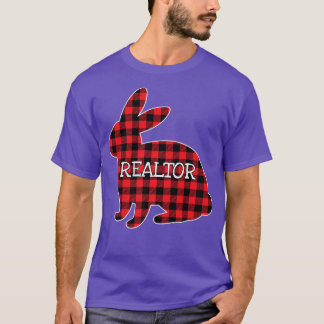 Easter Day Costume Red Plaid Bunny Graphic Realtor T-Shirt