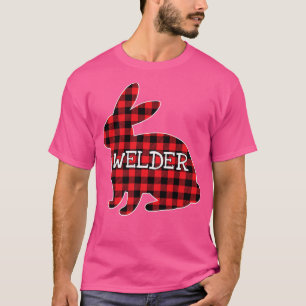 Easter Day Costume Red Plaid Bunny Graphic Welder T-Shirt