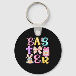 Easter Day Cross Bunny Egg Coquette Bow Girls Wome Key Ring