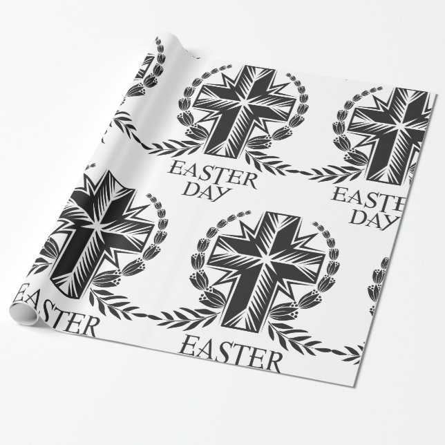Easter Day Cross Religious Christian Wrapping Paper (Unrolled)