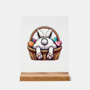 Easter Day Cute Bunny Basket Hunting Chocolate Egg Acrylic Sign