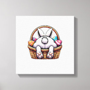 Easter Day Cute Bunny Basket Hunting Chocolate Egg Canvas Print