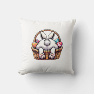 Easter Day Cute Bunny Basket Hunting Chocolate Egg Cushion