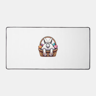 Easter Day Cute Bunny Basket Hunting Chocolate Egg Desk Mat
