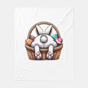 Easter Day Cute Bunny Basket Hunting Chocolate Egg Fleece Blanket