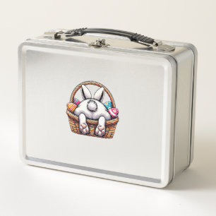 Easter Day Cute Bunny Basket Hunting Chocolate Egg Metal Lunch Box