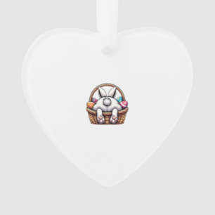 Easter Day Cute Bunny Basket Hunting Chocolate Egg Ornament