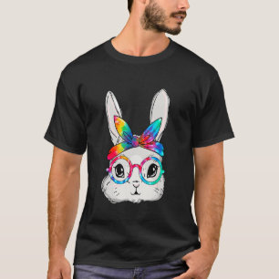 Easter Day Cute Bunny Face Sunglasses Tie Dye Head T-Shirt