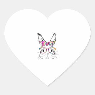 Easter Day Cute Bunny Face Tie Dye Glasses Womens Heart Sticker