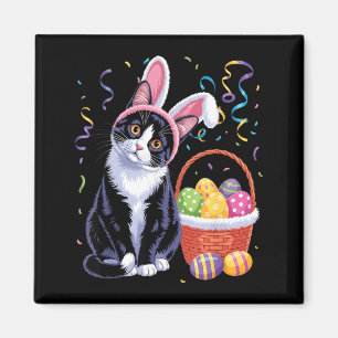 Easter Day Cute Cat Bunny Ears Eggs Men Women Magnet