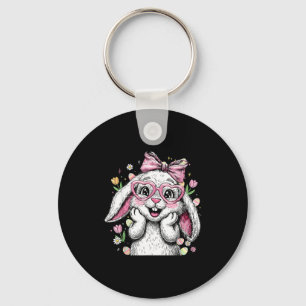 Easter day cute preppy bunny coquette bow girl key ring