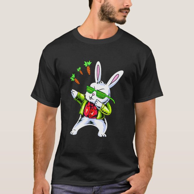Easter Day Dabbing Rabbit Wearing Sunglass Boys Gi T-Shirt (Front)