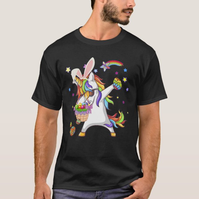 Easter Day Dabbing Unicorn Tee Kids Gift (Front)