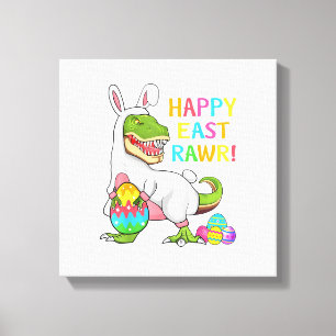 Easter Day Dinosaur Funny Happy Eastrawr T Rex Eas Canvas Print