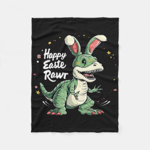 Easter Day Dinosaur Funny Happy Eastrawr T Rex Eas Fleece Blanket