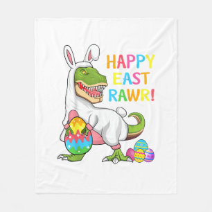 Easter Day Dinosaur Funny Happy Eastrawr T Rex Eas Fleece Blanket