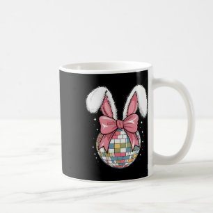 Easter Day Disco Byll Bunny Ears Pink Bow Retro Wo Coffee Mug