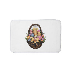 Easter Day Easter Basket Colourful Eggs Flowers Bath Mat